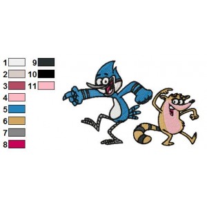 Mordecai and Rigby Regular Show Embroidery Design